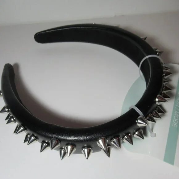 1 Black & 1 Pink Pleather Studded Spiked Headband Punk Alternative Goth Emo New - Picture 11 of 14